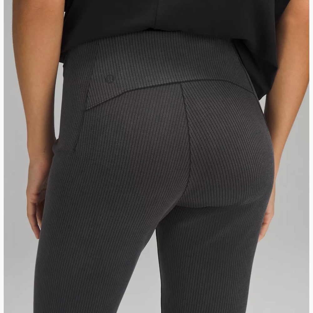 Lululemon Ribbed Softstreme Zip-Leg High-Rise Gray Pants, Size 4